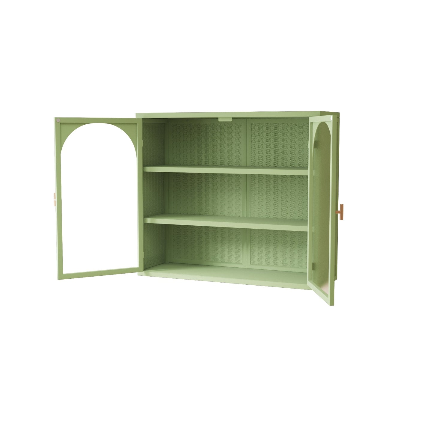 27.56 Glass Doors Wall Cabinet 3-Tier Storage For Entryway Living
