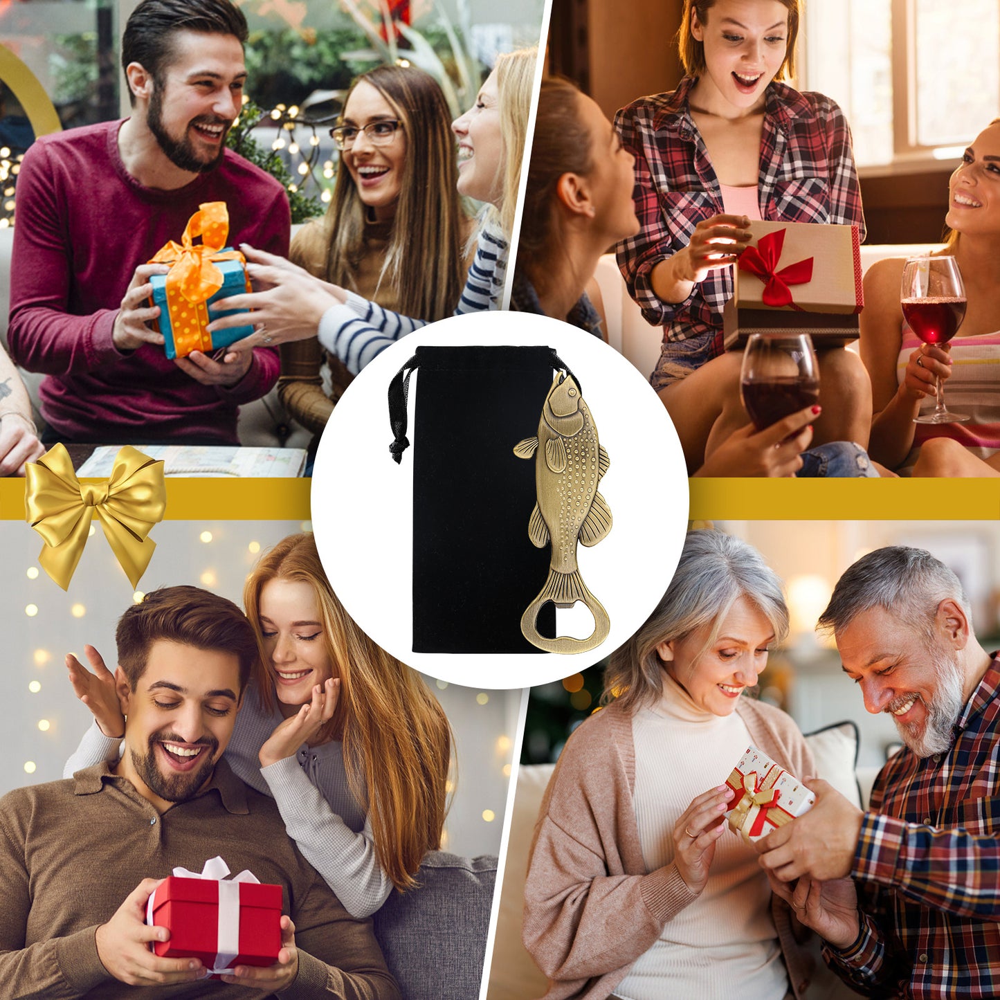 Creative Sea Bassr Bottle Opner With Velvet Bag , Exclusive Gift For Fishing Enthusiasts, Bar Tool For Beer Enthusiasts, Ideal For Home And Bar Use, Novel Bar Accessories For Opening Beer