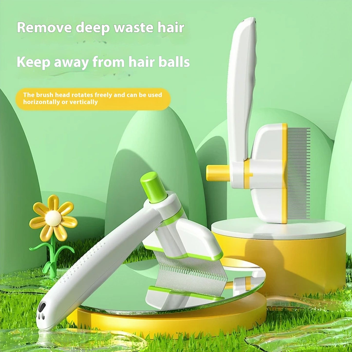 Self-Cleaning Pet Hair Removal Brush for Cats & Dogs